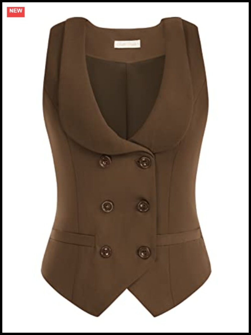 Double Breasted Waistcoat Vintage Lapel Collar Vest with Pockets